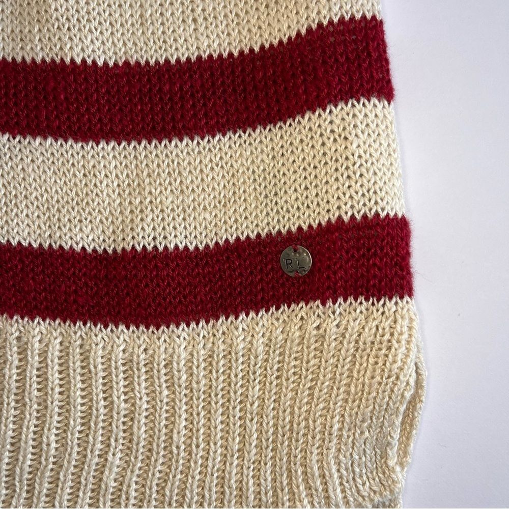 Denim & Supply Ralph Lauren Sz Large Red Cream Stripe Preppy 100% Linen Sweater - Picture 8 of 9